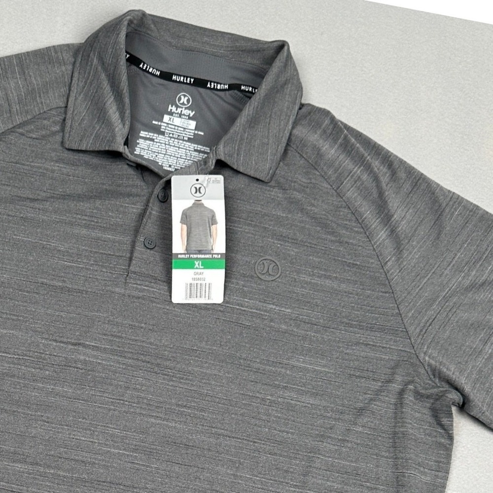 NWT Hurley Performance Polo Mens XL Gray Stretch Golf Shirt 1858032